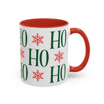 HO HO HO Christmas Mug – Green Holiday Typography Mug with Snowflakes | Cute Festive Coffee Cup for Winter & Gift Giving