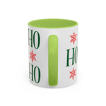 HO HO HO Christmas Mug – Green Holiday Typography Mug with Snowflakes | Cute Festive Coffee Cup for Winter & Gift Giving