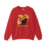 Warning Heavy Flex Ahead Johnny Bravo Sweatshirt – Funny Retro Cartoon Winter Crewneck Unisex