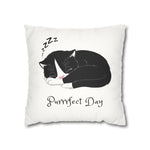 WhimInk Purrfect Day Pillowcase/Cushion Cover White