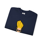 Hey Mama Johnny Bravo Sweatshirt – Face Sticker Style Retro Cartoon Winter Crewneck