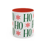 HO HO HO Christmas Mug – Green Holiday Typography Mug with Snowflakes | Cute Festive Coffee Cup for Winter & Gift Giving