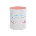 Pretty and Frosted Winter Mug | Pink Aesthetic Snowflake Mug | Cute Christmas Mug for Girls | Frosted Holiday Cup | Pastel Winter Coffee Lover Gift