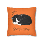 WhimInk Purrfect Day Pillowcase/Cushion Cover Orange