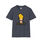 Hey Mama Graphic T-Shirt | Johnny Bravo Face Sticker Illustration Tee