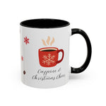 Red Holiday Coffee Mug – “Caffeine & Christmas Cheer” | Festive Coffee Bean & Snowflake Design | Cozy Winter Drinkware | Christmas Gift for Coffee Lovers
