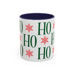 HO HO HO Christmas Mug – Green Holiday Typography Mug with Snowflakes | Cute Festive Coffee Cup for Winter & Gift Giving
