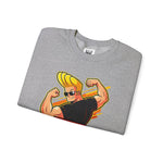 Warning Heavy Flex Ahead Johnny Bravo Sweatshirt – Funny Retro Cartoon Winter Crewneck Unisex