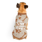 "Can’t Live Without Treats" Knitted Dog Sweater | Beige & Brown Pet Pullover Back-Print