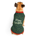 Merry Woofmas Dog Sweater | Green Ribbon Pattern Christmas Pet Knitwear Back-Print