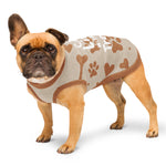 "Can’t Live Without Treats" Knitted Dog Sweater | Beige & Brown Pet Pullover Back-Print