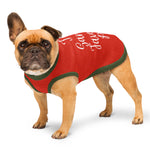 "I'm Santa’s Favourite Pup" Christmas Dog Sweater | Red Holiday Pet Pullover with Green Borders
