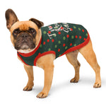 "I'm The Real Santa" Christmas Dog Sweater | Green Holiday Pet Pullover with Red Borders | Back-Print