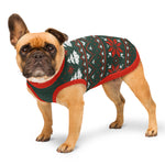 Traditional Red & Green Christmas Dog Sweater | Classic Fair Isle Pattern Back Print
