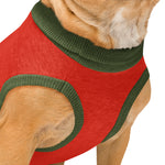 "I'm Santa’s Favourite Pup" Christmas Dog Sweater | Red Holiday Pet Pullover with Green Borders