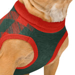 Red & Green Plaid Dog Sweater | Classic Holiday Checkered Pet Pullover Back-Print