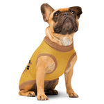 "All I Want Is Treats" Knitted Dog Sweater | Brown & Mustard Pet Pullover Back-Print