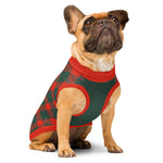 Red & Green Plaid Dog Sweater | Classic Holiday Checkered Pet Pullover Back-Print