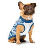 Blue & White Winter Pattern Dog Sweater | Nordic Snowflake Pet Knitwear Back-print